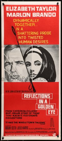 7j710 REFLECTIONS IN A GOLDEN EYE Aust daybill 1967 Huston, art of Elizabeth Taylor & Brando!