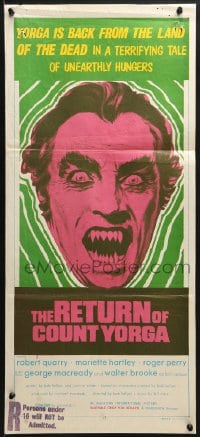 7j713 RETURN OF COUNT YORGA Aust daybill 1971 Robert Quarry, AIP vampires, wild monster art!