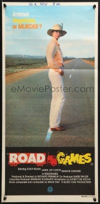 7j723 ROAD GAMES Aust daybill 1981 completely different full-length image of Jamie Lee Curtis!