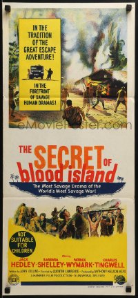 7j755 SECRET OF BLOOD ISLAND Aust daybill 1965 in the tradition of the great escape adventure!