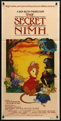 7j756 SECRET OF NIMH Aust daybill 1983 Don Bluth, mouse fantasy cartoon artwork by Tim Hildebrandt!