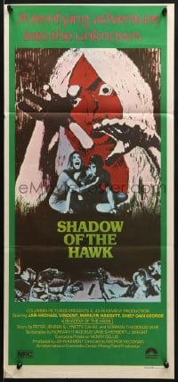 7j761 SHADOW OF THE HAWK Aust daybill 1976 wild art of avenging Native American spirits!
