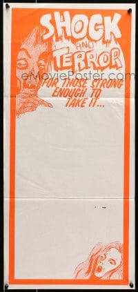 7j769 SHOCK & TERROR Aust daybill 1970s For those strong enough to take it..., cool horror art!