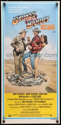 7j784 SMOKEY & THE BANDIT II Aust daybill 1980 Goozee art of Burt Reynolds, Jackie Gleason & Field!