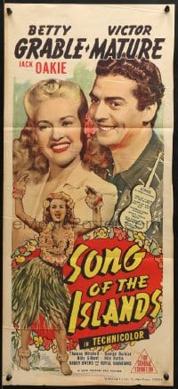7j795 SONG OF THE ISLANDS Aust daybill 1942 sexy Betty Grable, Victor Mature & tropical girls!
