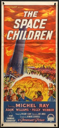 7j799 SPACE CHILDREN Aust daybill 1958 Jack Arnold, great art of kids, rocket & giant alien brain!