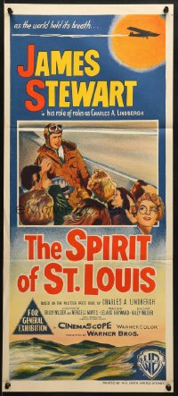 7j803 SPIRIT OF ST. LOUIS Aust daybill 1958 James Stewart as aviator Charles Lindbergh, Billy Wilder!