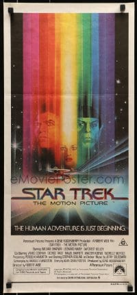 7j808 STAR TREK Aust daybill 1979 cool art of William Shatner & Nimoy by Bob Peak w/credits!