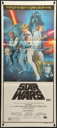 7j810 STAR WARS Aust daybill 1977 George Lucas sci-fi epic, classic art by Tom William Chantrell!
