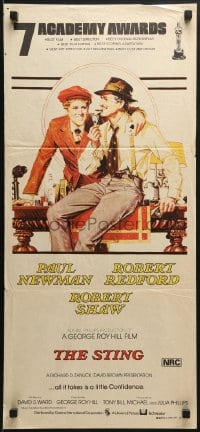 7j815 STING Aust daybill 1974 art of con men Paul Newman & Robert Redford by Richard Amsel