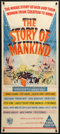 7j818 STORY OF MANKIND Aust daybill 1957 Ronald Colman, the Marx Bros., the BIG BIG BIG story!