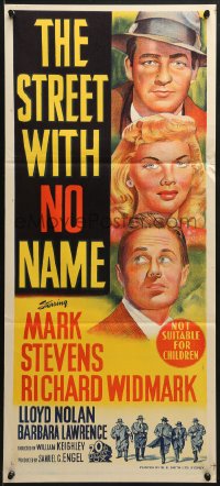 7j822 STREET WITH NO NAME Aust daybill 1948 Richard Widmark, Mark Stevens, Barbara Lawrence, film noir!