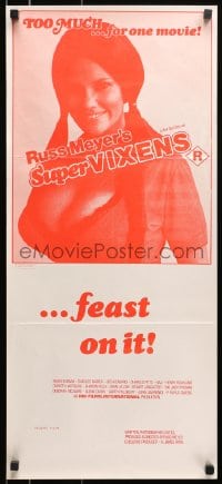 7j828 SUPER VIXENS Aust daybill 1975 Russ Meyer, super sexy Shari Eubank is TOO MUCH for one movie!