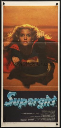 7j829 SUPERGIRL Aust daybill 1984 different image of Helen Slater in costume flying!
