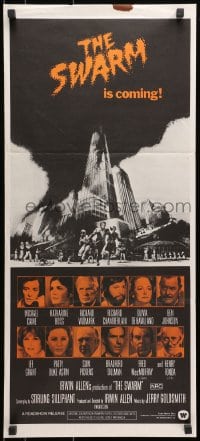 7j834 SWARM Aust daybill 1978 directed by Irwin Allen, cool art of killer bee attack by C.W. Taylor!