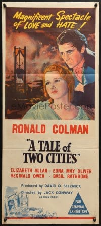 7j837 TALE OF TWO CITIES Aust daybill R1950s Ronald Colman, Elizabeth Allan, written by Dickens!