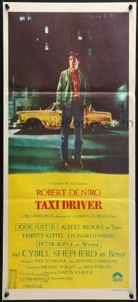 7j841 TAXI DRIVER Aust daybill 1976 classic art of De Niro by cab, directed by Martin Scorsese!