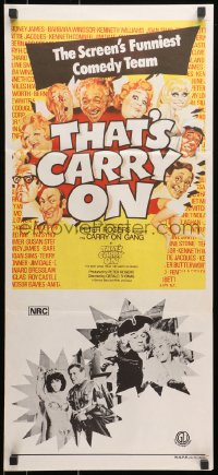 7j852 THAT'S CARRY ON Aust daybill 1977 great wacky, different artwork from the best of series!