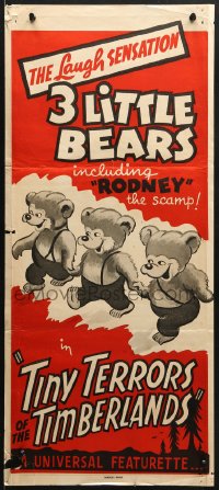 7j866 TINY TERRORS OF THE TIMBERLANDS Aust daybill 1940s 3 Little Bears, and Rodney the scamp!
