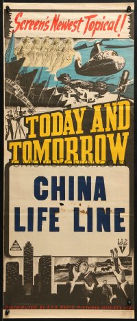 7j868 TODAY & TOMORROW Aust daybill 1940s cool newsreel, China Life line!