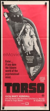 7j871 TORSO Aust daybill 1973 directed by Martino, sexy Suzy Kendall, bizarre psychosexual minds!