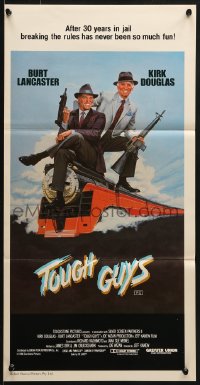 7j874 TOUGH GUYS Aust daybill 1986 artwork of partners in crime Burt Lancaster & Kirk Douglas!