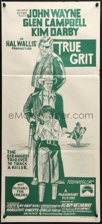7j885 TRUE GRIT Aust daybill R1970s western cowboy John Wayne as Rooster Cogburn, Kim Darby!