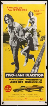 7j897 TWO-LANE BLACKTOP Aust daybill 1971 James Taylor is the driver, Oates is GTO, Laurie Bird!