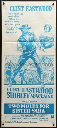 7j894 TWO MULES FOR SISTER SARA Aust daybill R1970s art of gunslinger Clint Eastwood & MacLaine!