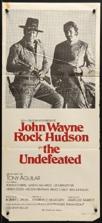 7j898 UNDEFEATED Aust daybill 1969 great cowboy western portrait of John Wayne & Rock Hudson!