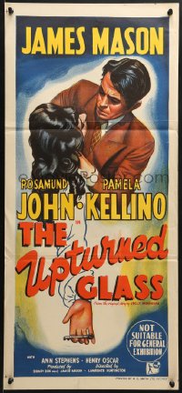 7j905 UPTURNED GLASS Aust daybill 1948 artwork of the screen's great romantic star James Mason!