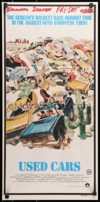 7j907 USED CARS Aust daybill 1980 Robert Zemeckis, sexy image, great art by Huyssen & Huerta!