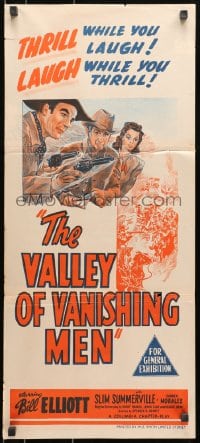 7j910 VALLEY OF VANISHING MEN Aust daybill 1942 Wild Bill Elliot serial, completely different art!