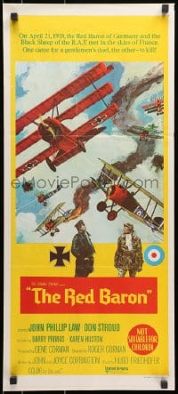 7j918 VON RICHTHOFEN & BROWN Aust daybill 1971 cool artwork of WWI airplanes in dogfight!