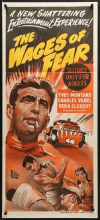 7j921 WAGES OF FEAR Aust daybill 1953 Yves Montand, Henri-Georges Clouzot's suspense classic!