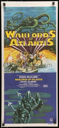 7j930 WARLORDS OF ATLANTIS Aust daybill 1978 really cool different fantasy artwork with monsters!