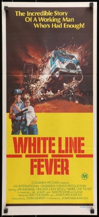 7j946 WHITE LINE FEVER Aust daybill 1975 Jan-Michael Vincent, cool truck crash artwork!