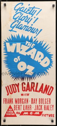 7j957 WIZARD OF OZ Aust daybill R1960s Victor Fleming, Judy Garland all-time classic!