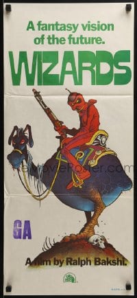 7j959 WIZARDS Aust daybill 1977 Ralph Bakshi directed, cool fantasy art by William Stout!