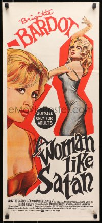 7j961 WOMAN LIKE SATAN Aust daybill 1959 La Femme et le Pantin, art of sexiest Brigitte Bardot!