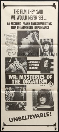 7j969 WR - THE MYSTERIES OF THE ORGANISM Aust daybill 1971 Dusan Makavejev's Misterije organizma!