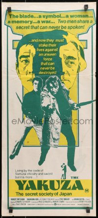 7j973 YAKUZA Aust daybill 1976 different art of Robert Mitchum & Takakura Ken!