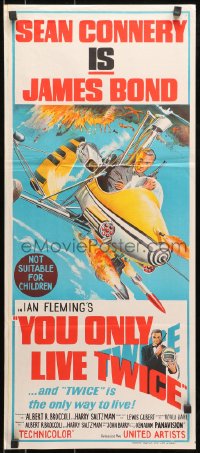 7j979 YOU ONLY LIVE TWICE Aust daybill 1967 art of Sean Connery as James Bond in gyrocopter!