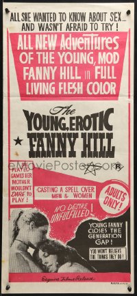 7j982 YOUNG EROTIC FANNY HILL Aust daybill 1970 all new adventures of the young mod in full color!