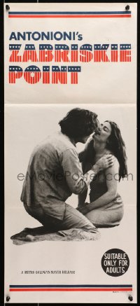 7j986 ZABRISKIE POINT Aust daybill 1970 Michelangelo Antonioni's bizarre movie about teen sex!