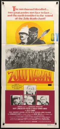 7j991 ZULU DAWN Aust daybill 1980 Burt Lancaster, Peter O'Toole, African adventure, different art!