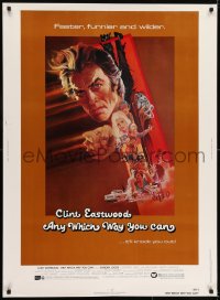 7k021 ANY WHICH WAY YOU CAN 30x40 1980 cool artwork of Clint Eastwood & Clyde by Bob Peak!