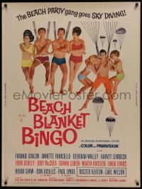 7k025 BEACH BLANKET BINGO 30x40 1965 Frankie Avalon & Annette Funicello go sky diving!