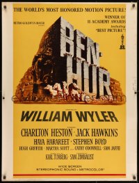 7k026 BEN-HUR 30x40 R1969 Charlton Heston, William Wyler classic religious epic, chariot art!