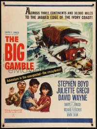 7k027 BIG GAMBLE 30x40 1961 Stephen Boyd goes across three continents & 30,000 miles!